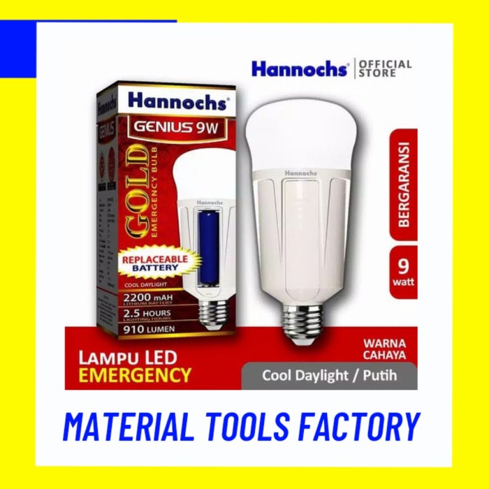 Jual Lampu Emergency Hannoch 9Watt Hannoch LED Genius AC DC Lampu