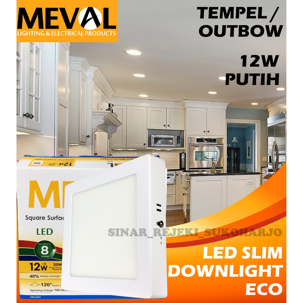 Jual Meval W Eco Square Kotak Led Slim Downlight Ob Outbow Putih