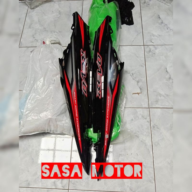 Jual Cover Body Honda Revo Injeksi Warna Hitam Plus Striping Cover