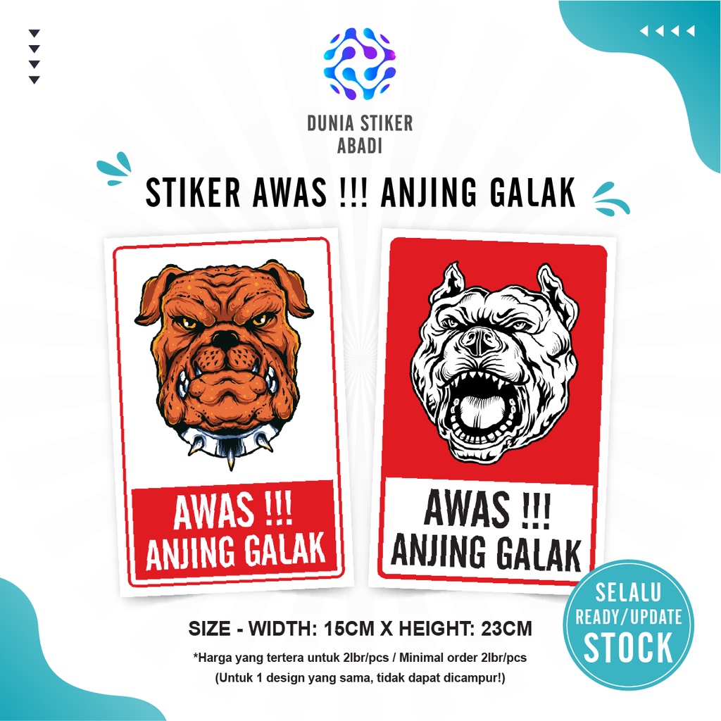 Jual Stiker Awas Anjing Galak Per 2 Lembar 15x23cm Shopee Indonesia