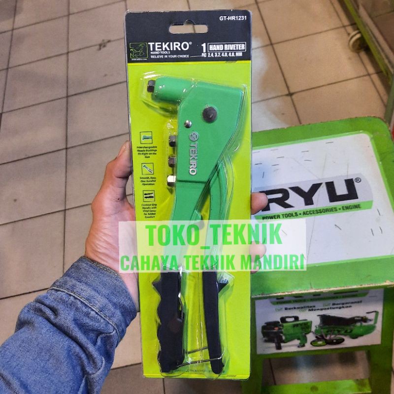 Jual TEKIRO GT HR1231 Tang Rivet Hijau Hand Riveter Alat Tembak