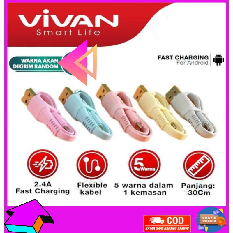 Jual Kabel Data Vivan Fast Charger CSM 100 S CSM100S For Micro 2 1A