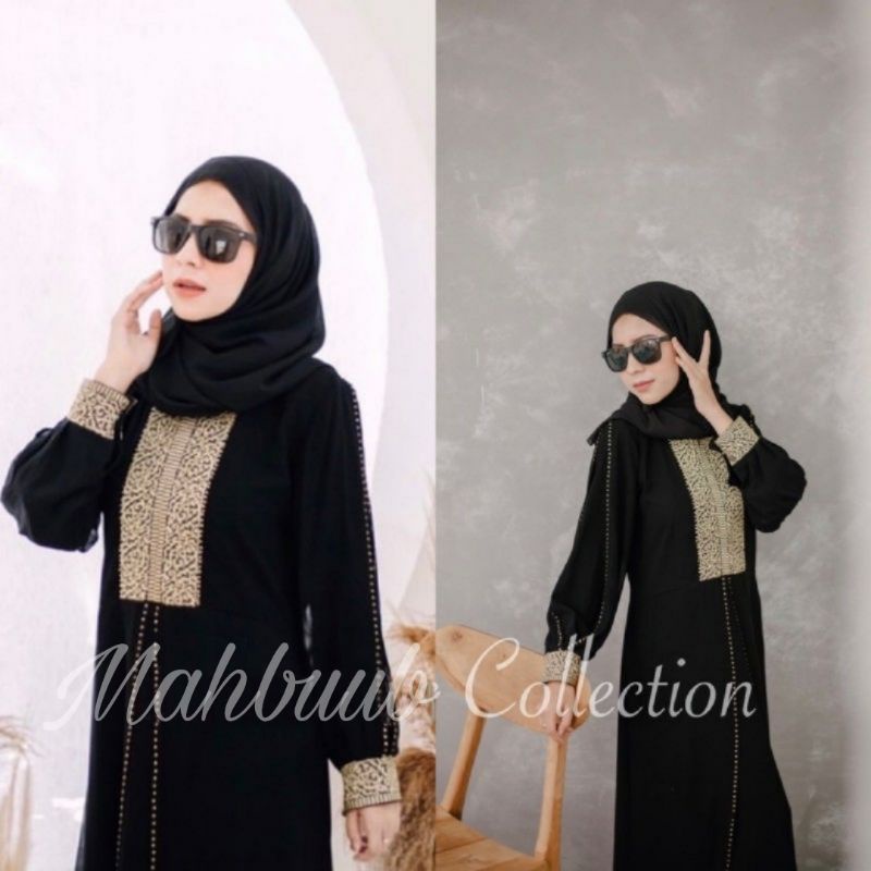 Jual Abaya Hitam Arab Bordir Gamis Maxi Dress Arab Saudi Dubai