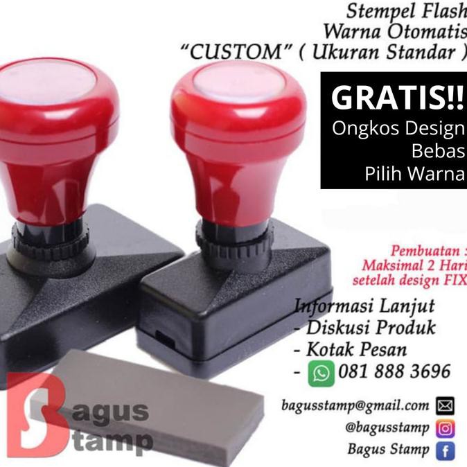 Jual Stempel Warna Otomatis Flash Custom Ukuran Standar Standar