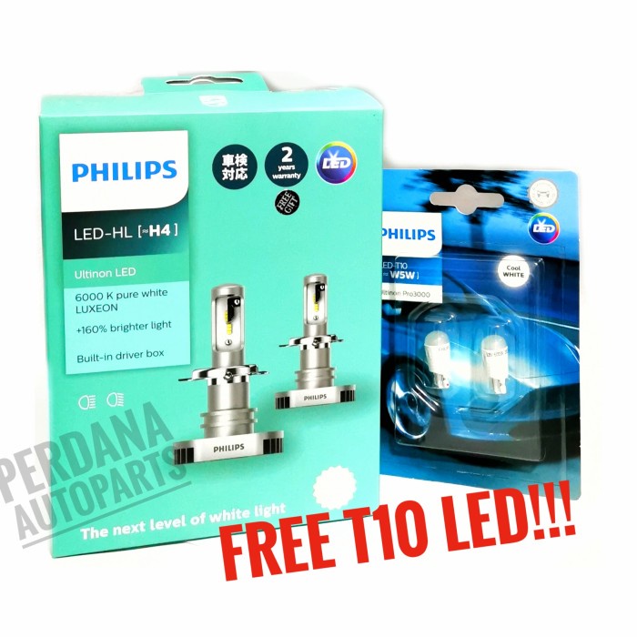 Jual Bohlam H4 LED PHILIPS Ultinon 12V 6000K Hi Lo 160 Garansi Resmi