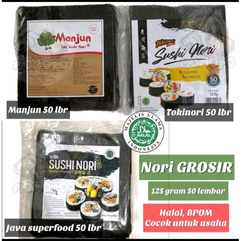 Jual Nori Manjun Tokinori Java Supervood Gram Yaki Sushi Nori