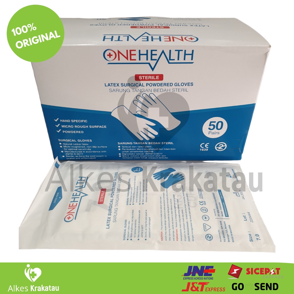 Jual Sarung Tangan Bedah Steril Onehealth Latex Surgical Powdered