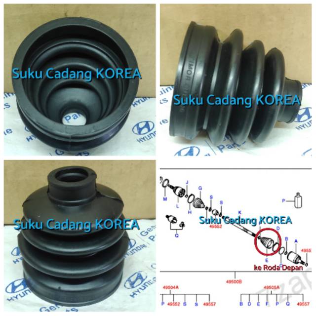 Jual Boot CV Joint Outer Karet Kohel Luar Hyundai Accent Verna Avega