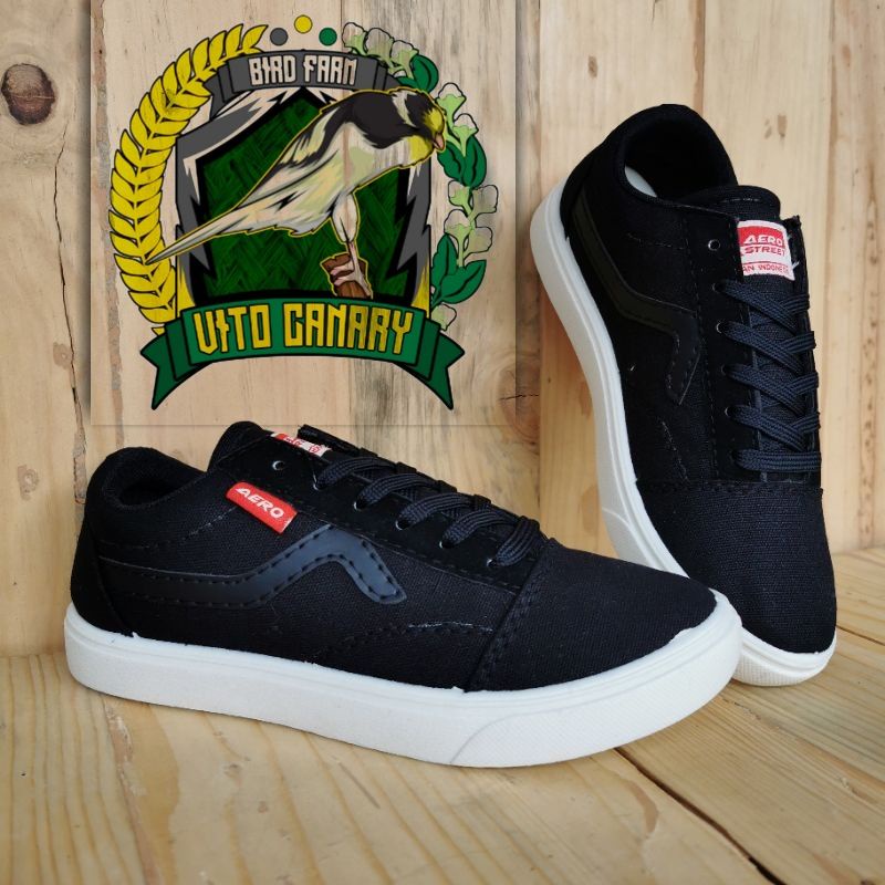 Jual Aerostreet Massive Low Hitam Lis Hitam Sepatu Sneakers Sekolah