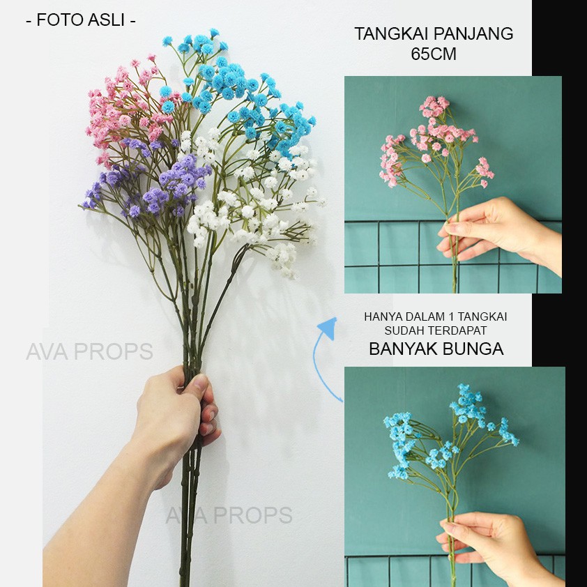 Jual Artifisial Baby Breath Plastik Panjang 65cm Bunga Gypsophila