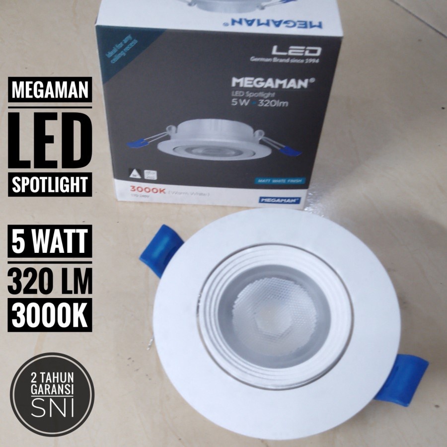 Jual Lampu Plafon Spotlight 5 Watt 3000K MEGAMAN Cahaya Kuning