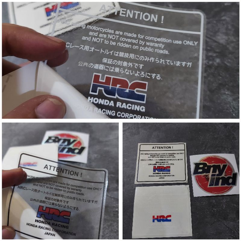 Jual Sticker Warning Honda Peringatan Honda Attention Honda Hrc Japan