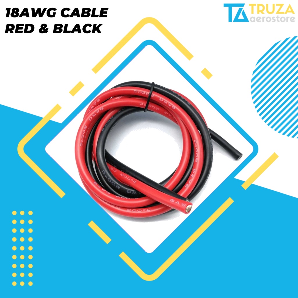 Jual 1CM 18 AWG KABEL BETRE 18AWG SILICONE WIRE CABLE BATTERY KABEL