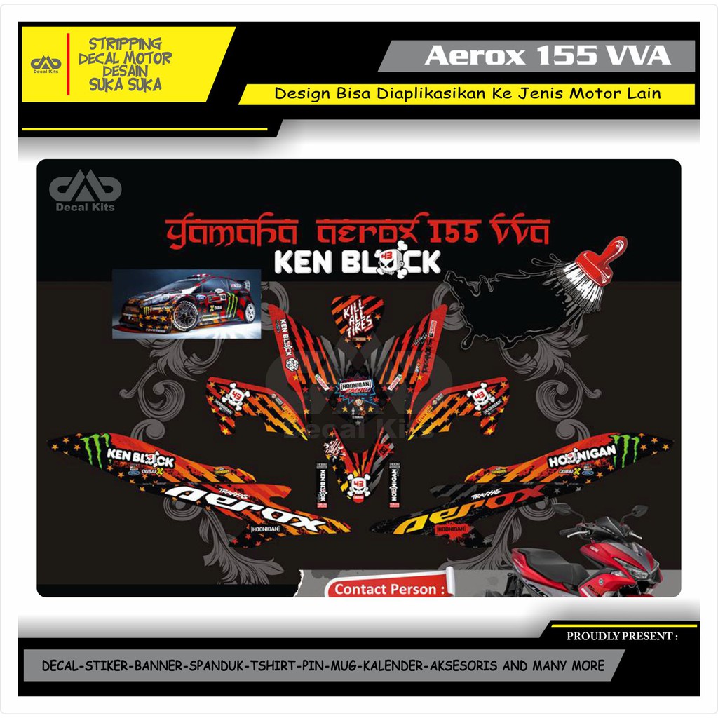 Jual Decal Yamaha Aerox 155 Full Body MERAH KENBLOCK Shopee Indonesia