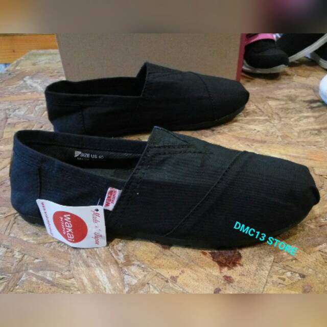 Jual Sepatu Premium Wakai Slip On Full Black Shopee Indonesia