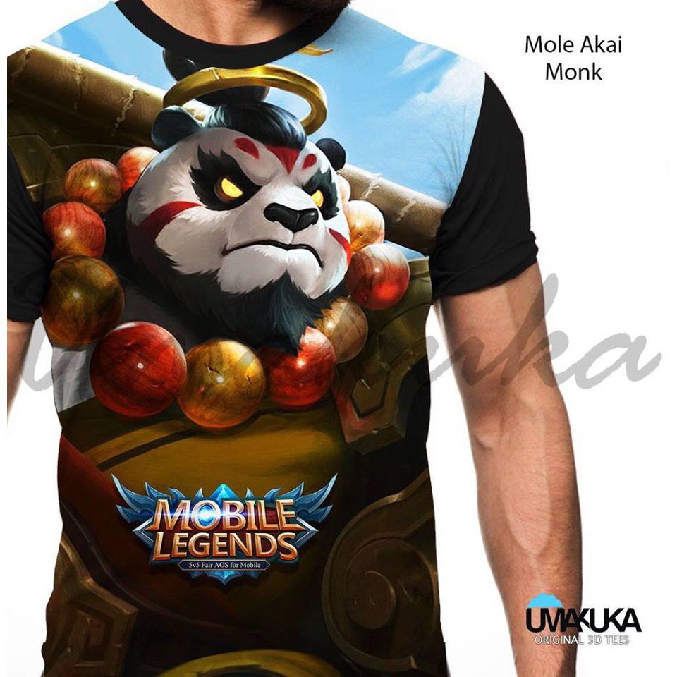 Jual Baju Kaos 3D ML Akai Monk Karakter Mobile Legends Umakuka Murah