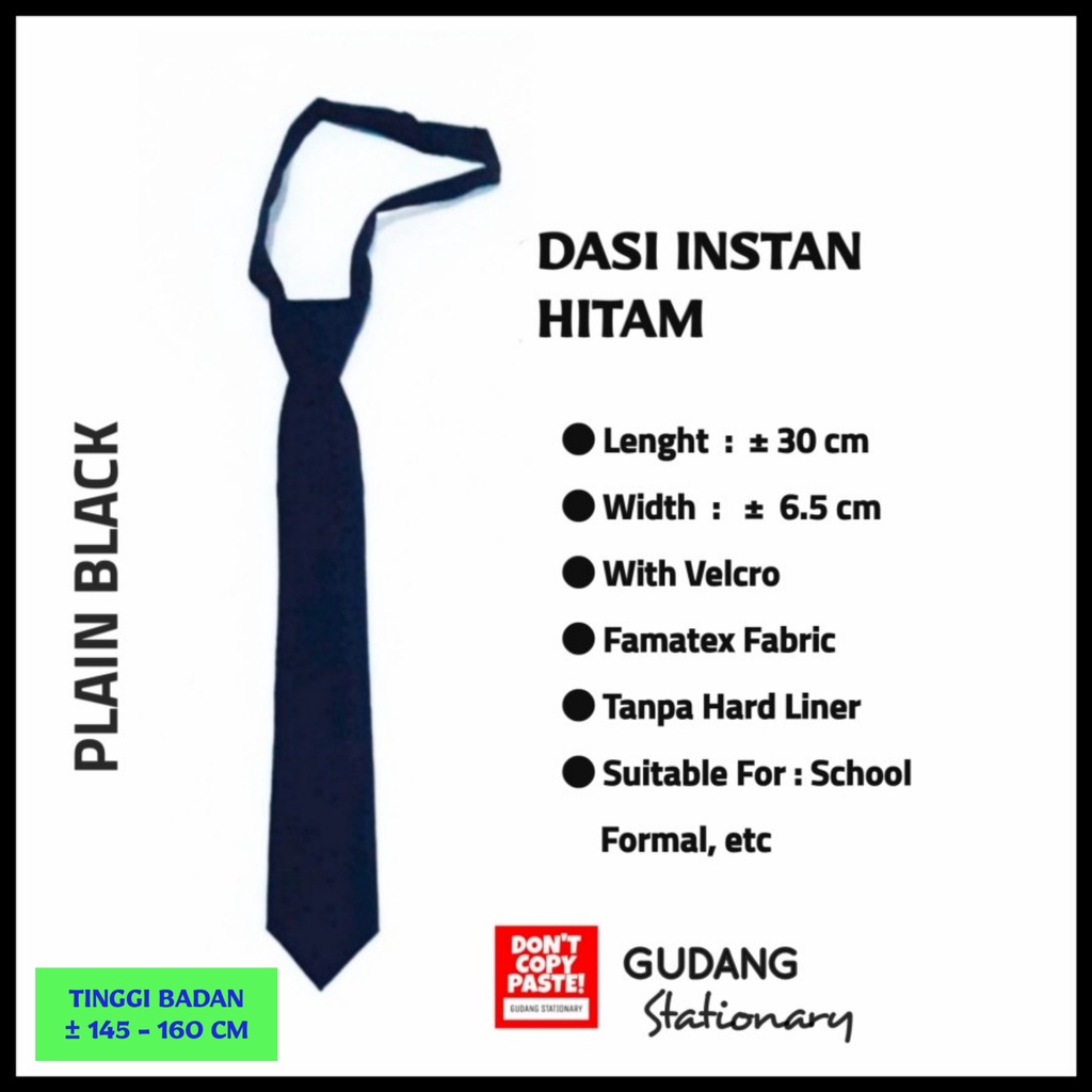 Jual Dasi Instan Kecil Formal Hitam Polos Shopee Indonesia