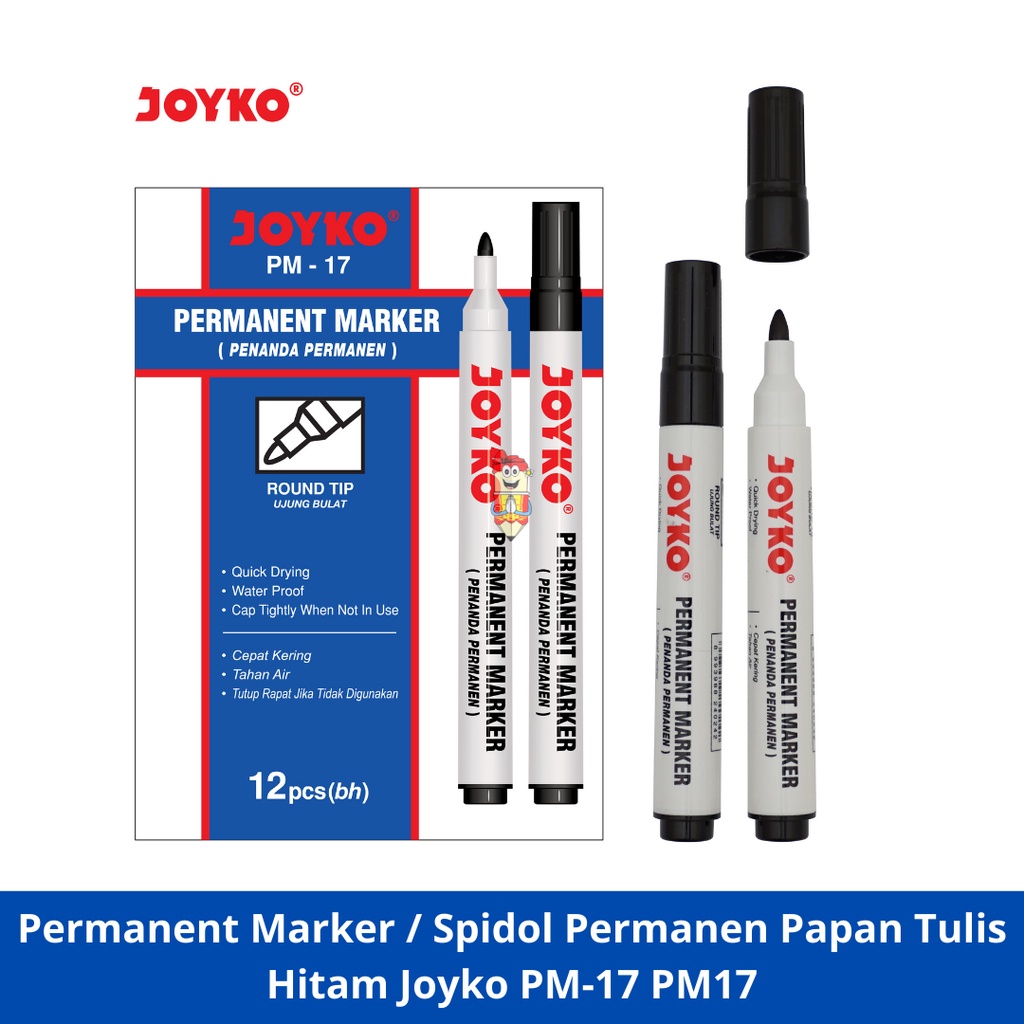 Jual Permanent Marker Spidol Permanen Papan Tulis Hitam Joyko PM 17