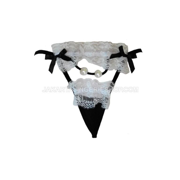 Jual Jakarta Lingerie JLG B Gstring Black White Sexy Open Crotch Shopee Indonesia
