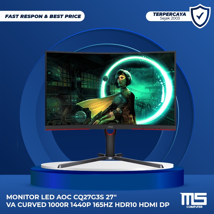 Jual Aoc Cq G S Curved Gaming Monitor Va Ms Hz Qhd R