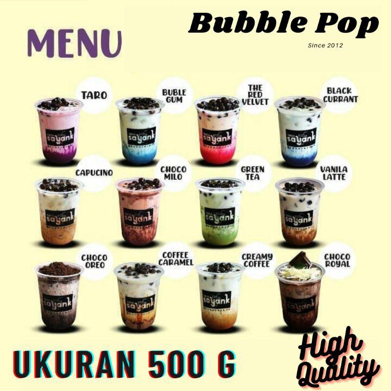 Jual Bubuk Minuman Boba Kekinian Bubble Pop Taro Coklat Bubble Gum