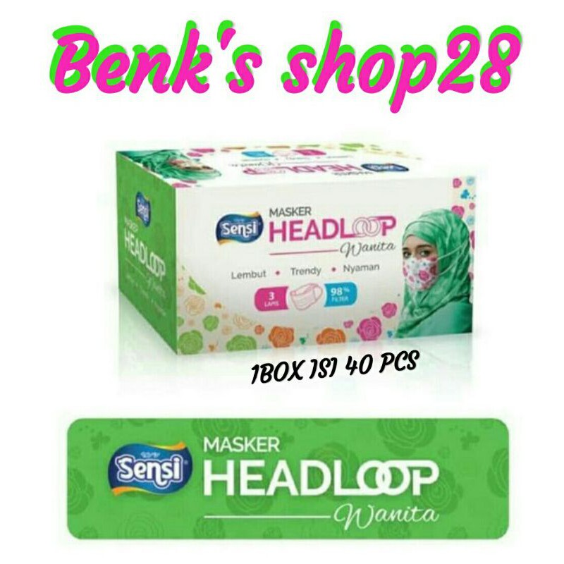 Jual Masker Sensi Headloop Serbaguna 3ply Per Box Isi 40 Pcs Masker