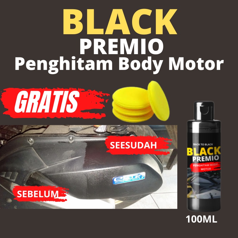 Jual Penghitam Semir Body Kasar Motor Permanen Black Premio Cairan