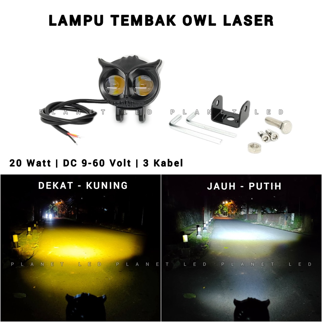 Jual Superbright Lampu Tembak Sorot Led Owl Tipe Laser Mata High Low