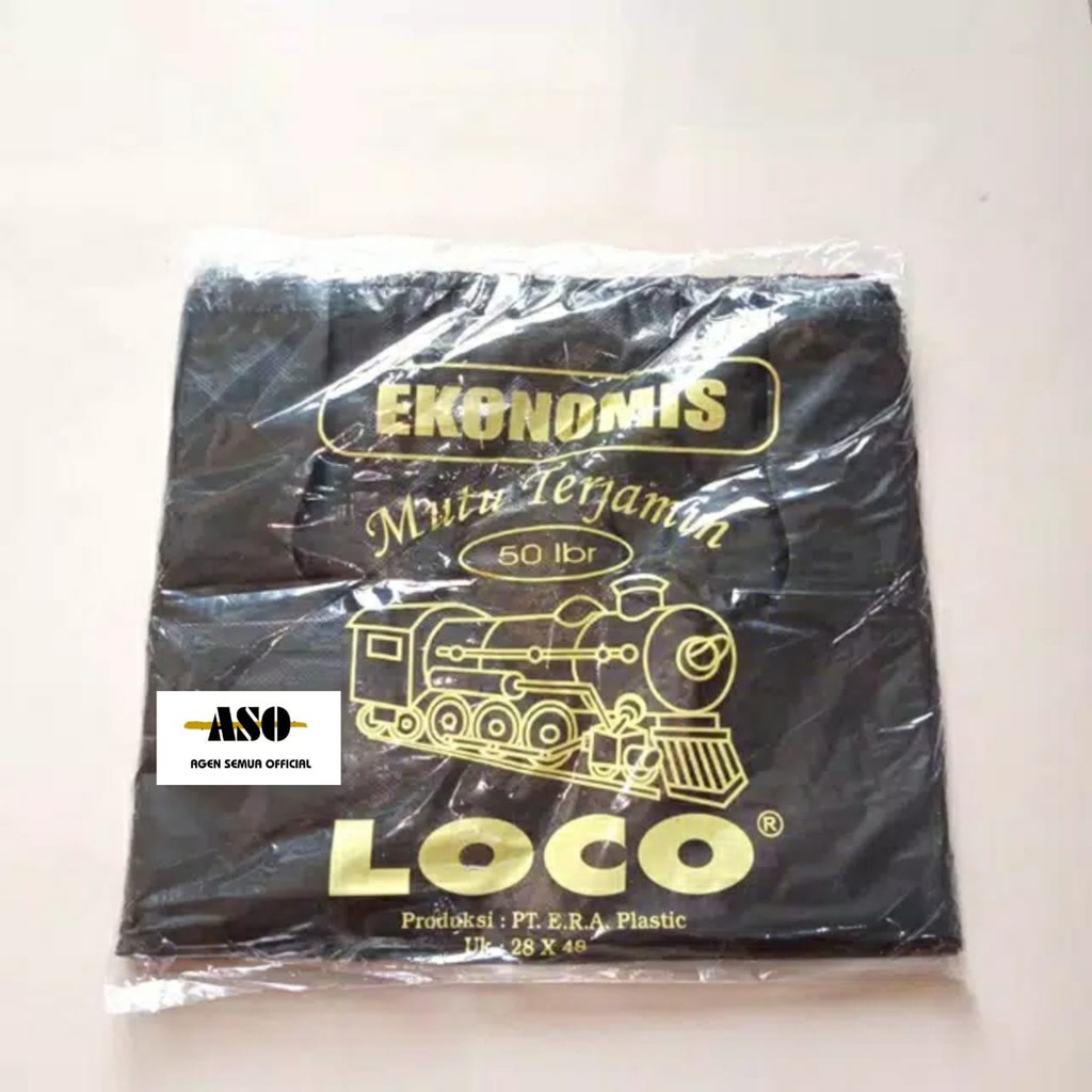 Jual Kantong Plastik Kresek LOCO Ekonomis Hitam Uk 28 X 48 Isi 50 Pc