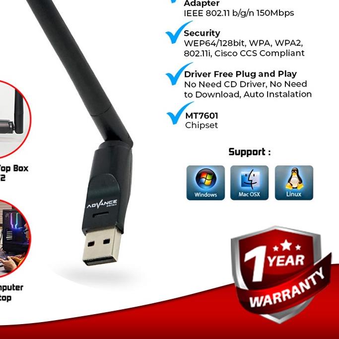 Jual Advance Usb Dongle Wifi Wireless Adapter Receiver Wf Komputer