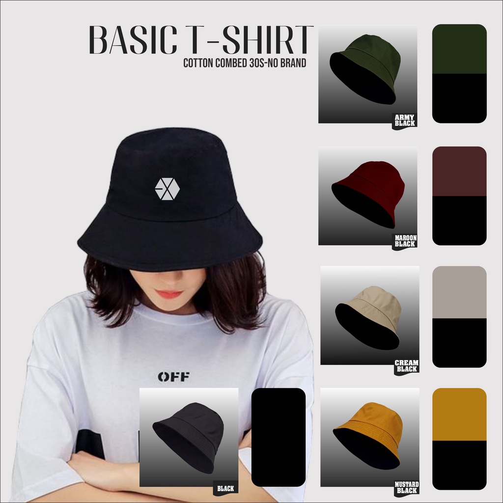 Jual Topi Bucket Wanita Exo Exol Premium Bolak Balik Warna Distro