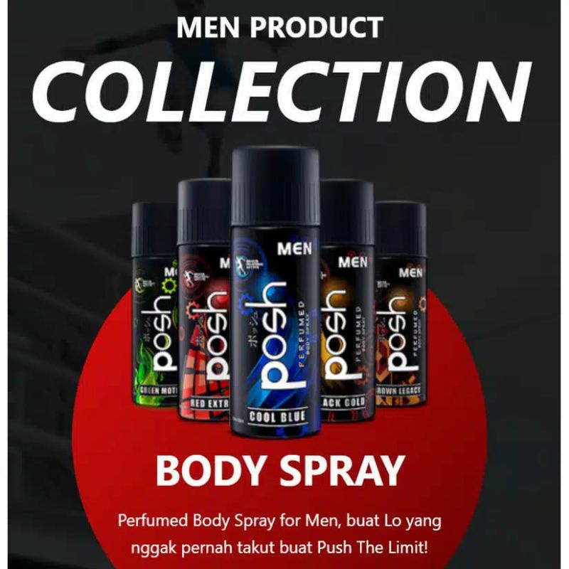 Jual Posh Men Perfumed Body Spray Ml Original Shopee Indonesia