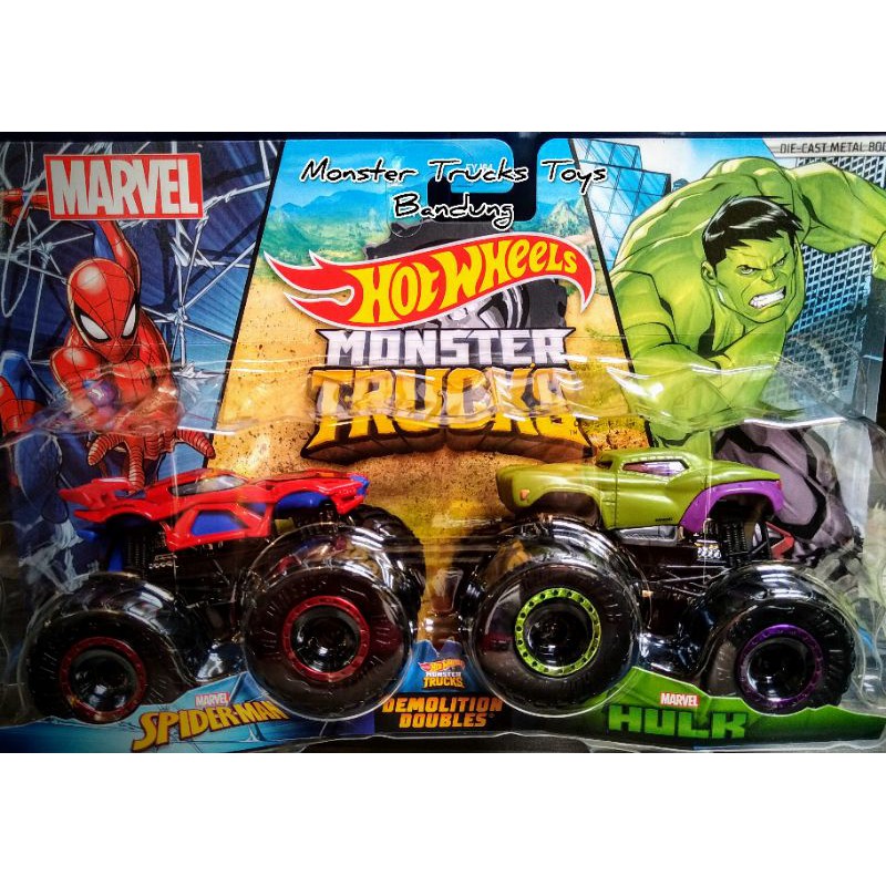 Jual Monster Trucks Hot Wheels Demolition Doubles Spider Man Vs