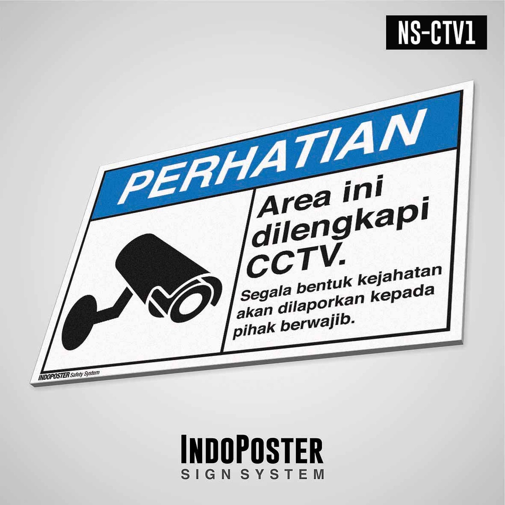 Jual Safety Sign Rambu K3 PVC ANSI Area Ini Dilengkapi CCTV M 45x30cm