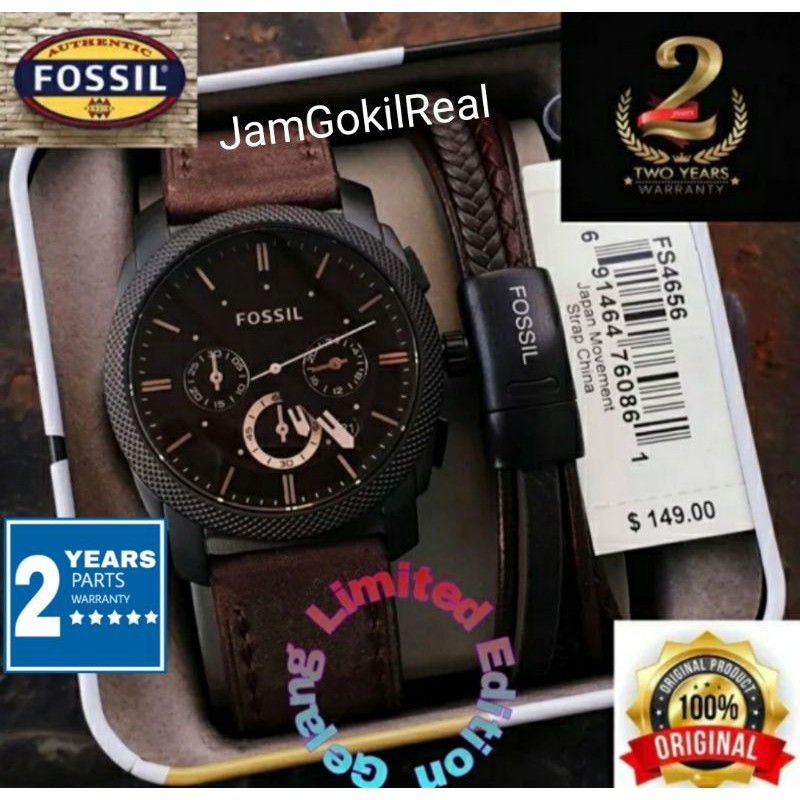 Jual Jam Tangan Pria Fossil FS4656 FS 4656 Machine Fullset Gelang