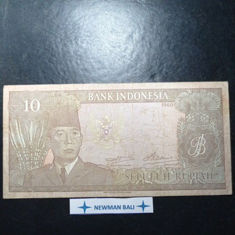 Jual Uang Kertas Kuno Indonesia 10 Rupiah Seri Presiden Soekarno Th