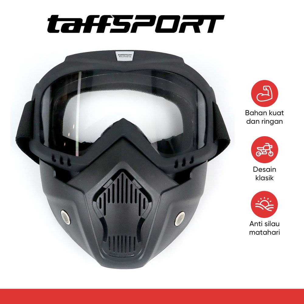 Jual Taffsport Bollfo Kacamata Goggles Mask Motor Retro Full Face Helm