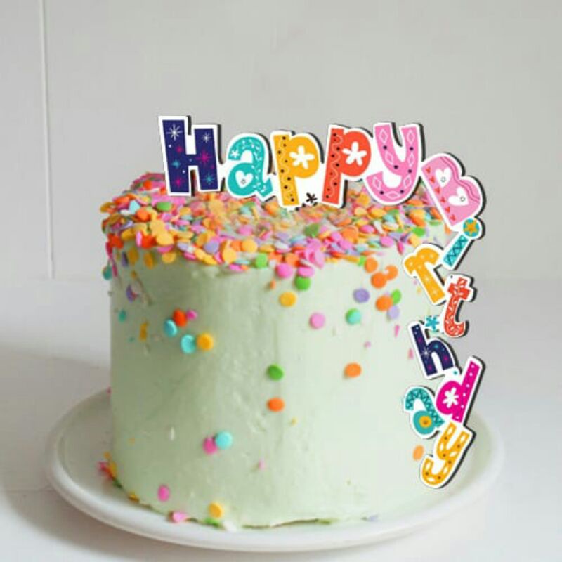 Jual Hiasan Kue Cake Topper Kertas Happy Birthday Motif Bunga Motif