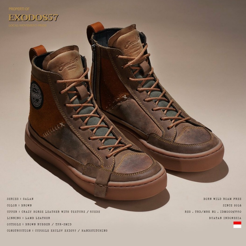 Jual Exodos57 Galan Brown Sepatu Kulit Lokal Shopee Indonesia