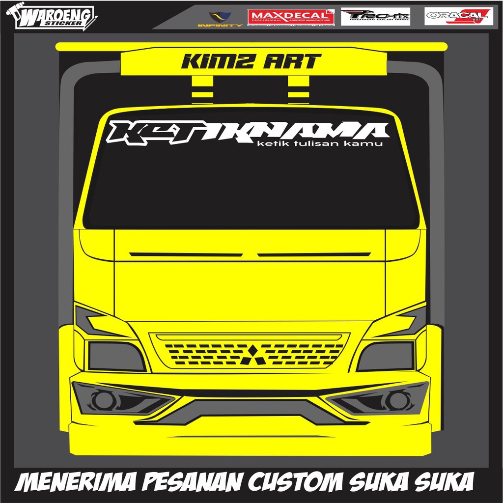 Jual STICKER CUTTING KACA TRUCK CANTER BEBAS CUTOM DAN NAMA UKURAN 120