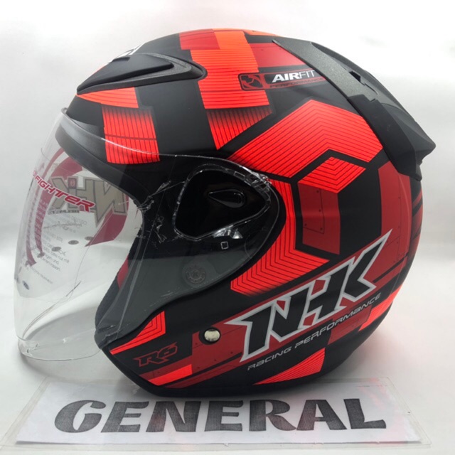 Jual Helm NHK R6 Motif Cube Black Red Orange Doff Hitam Merah Orange