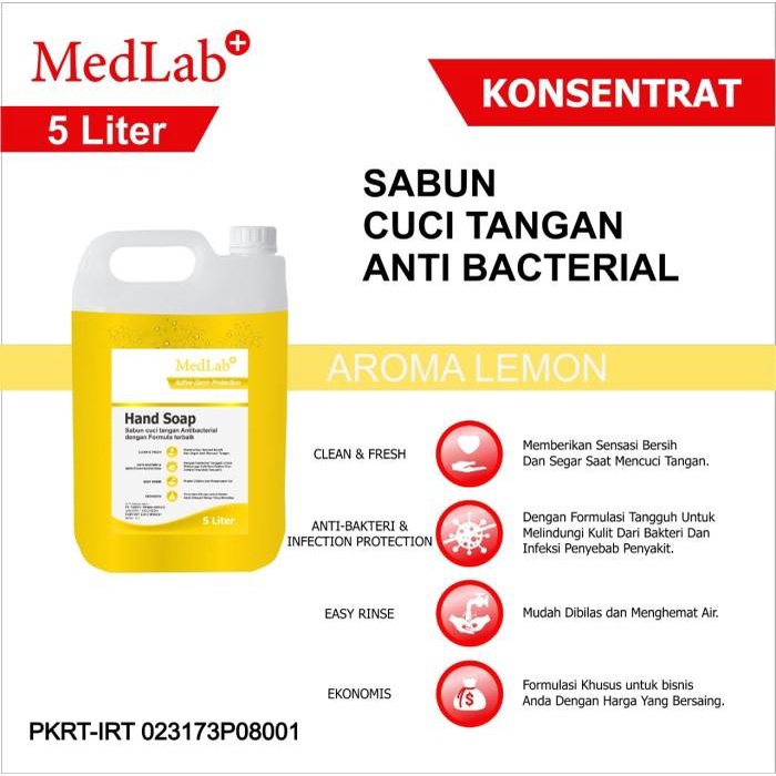 Jual Hand Soap Sabun Cuci Tangan Medlab Lemon 5 Liter Konsentrat