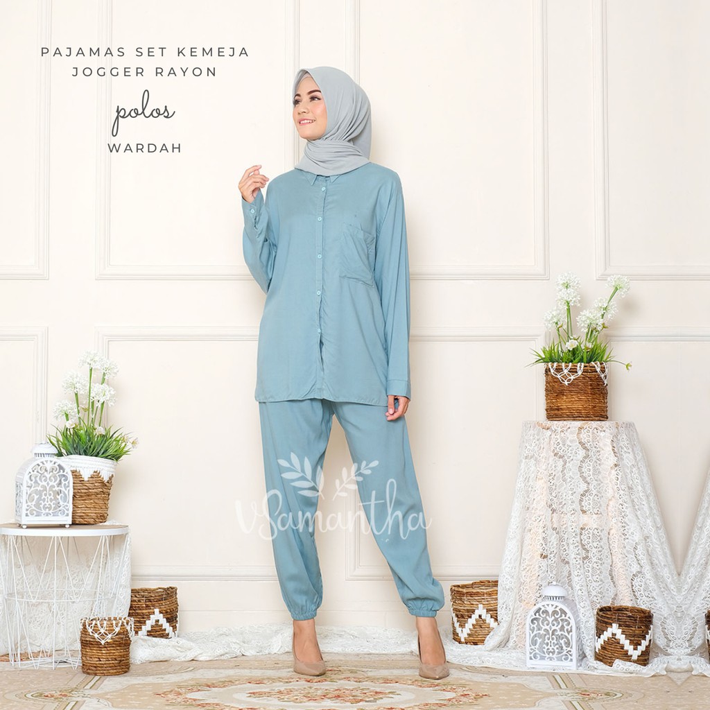 Jual VSamantha Pajamas Kemeja Set Piyama Kemeja One Set Jogger