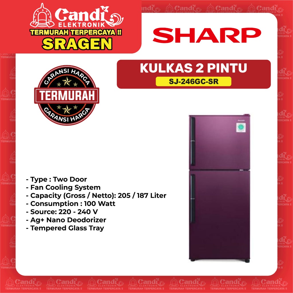 Jual SHARP Kulkas 2 Pintu 205 Liter SJ 246GC SR Shopee Indonesia