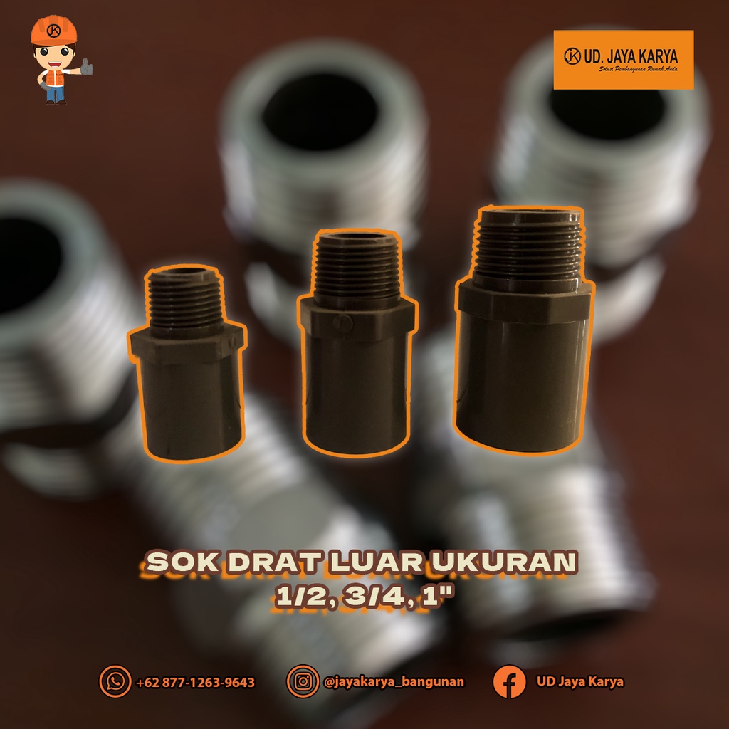 Jual SOK DRAT LUAR SDL RC FITTING PIPA PVC SAMBUNGAN PIPA PVC