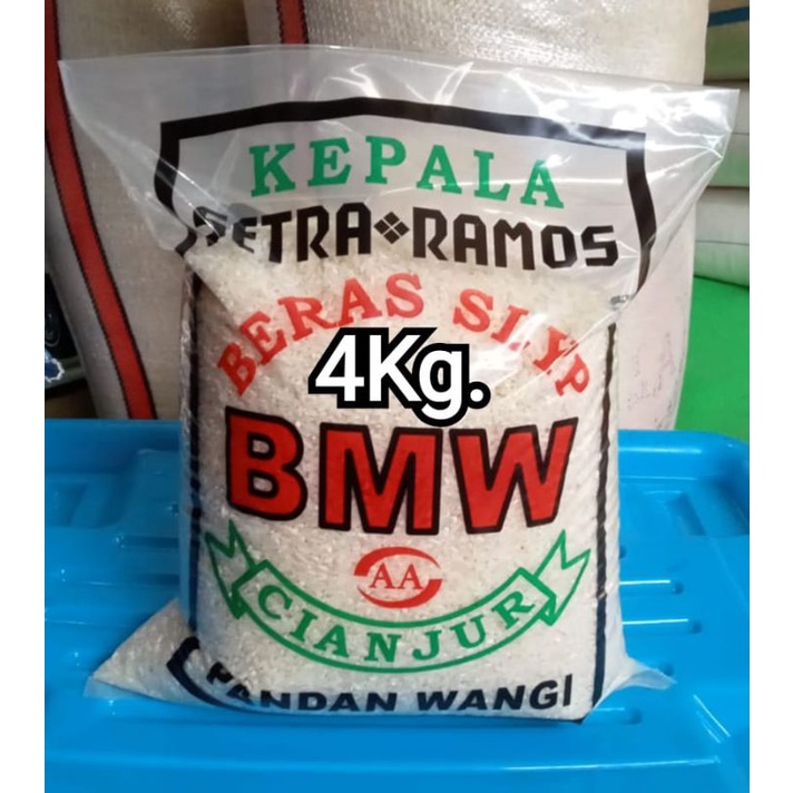 Jual BERAS SETRA RAMOS CAP BMW CIANJUR 4KG PULEN Shopee Indonesia