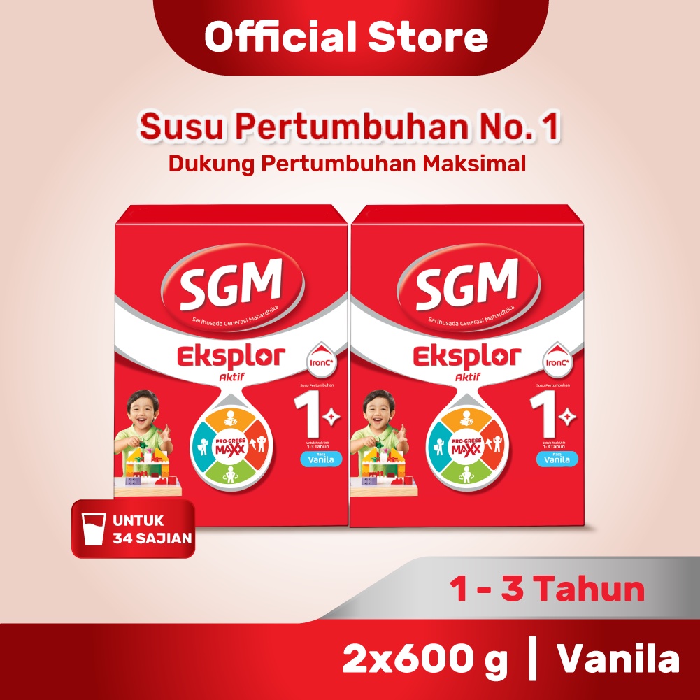 Jual SGM Eksplor Aktif 1 Pro GressMaxx Vanilla Susu Pertumbuhan 600 Gr