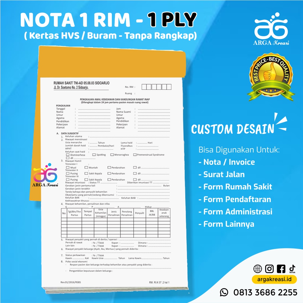 Jual Cetak Nota Ply Custom Rim Kertas Hvs Kertas Buram Cd