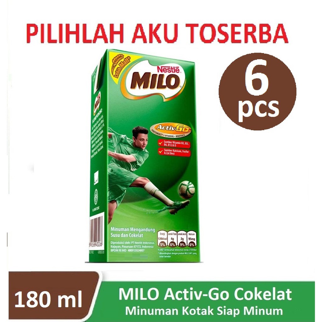 Jual Susu Milo 180 Ml Kotak Coklat ACTIVE GO UHT 1 PAKET ISI 6 PCS