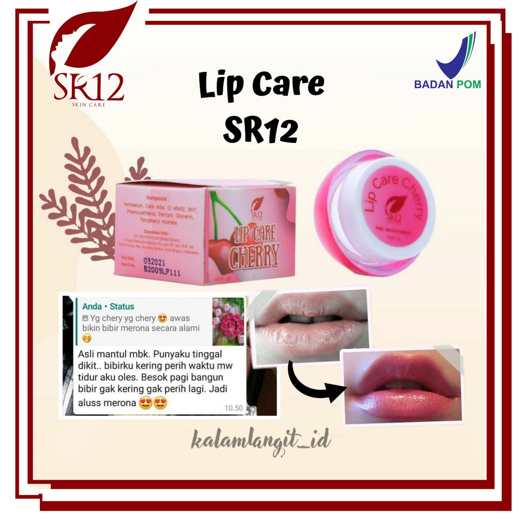 Jual LIP CARE SR12 HERBAL BPOM LIP BALM PELEMBAB BIBIR PENECRAH WARNA